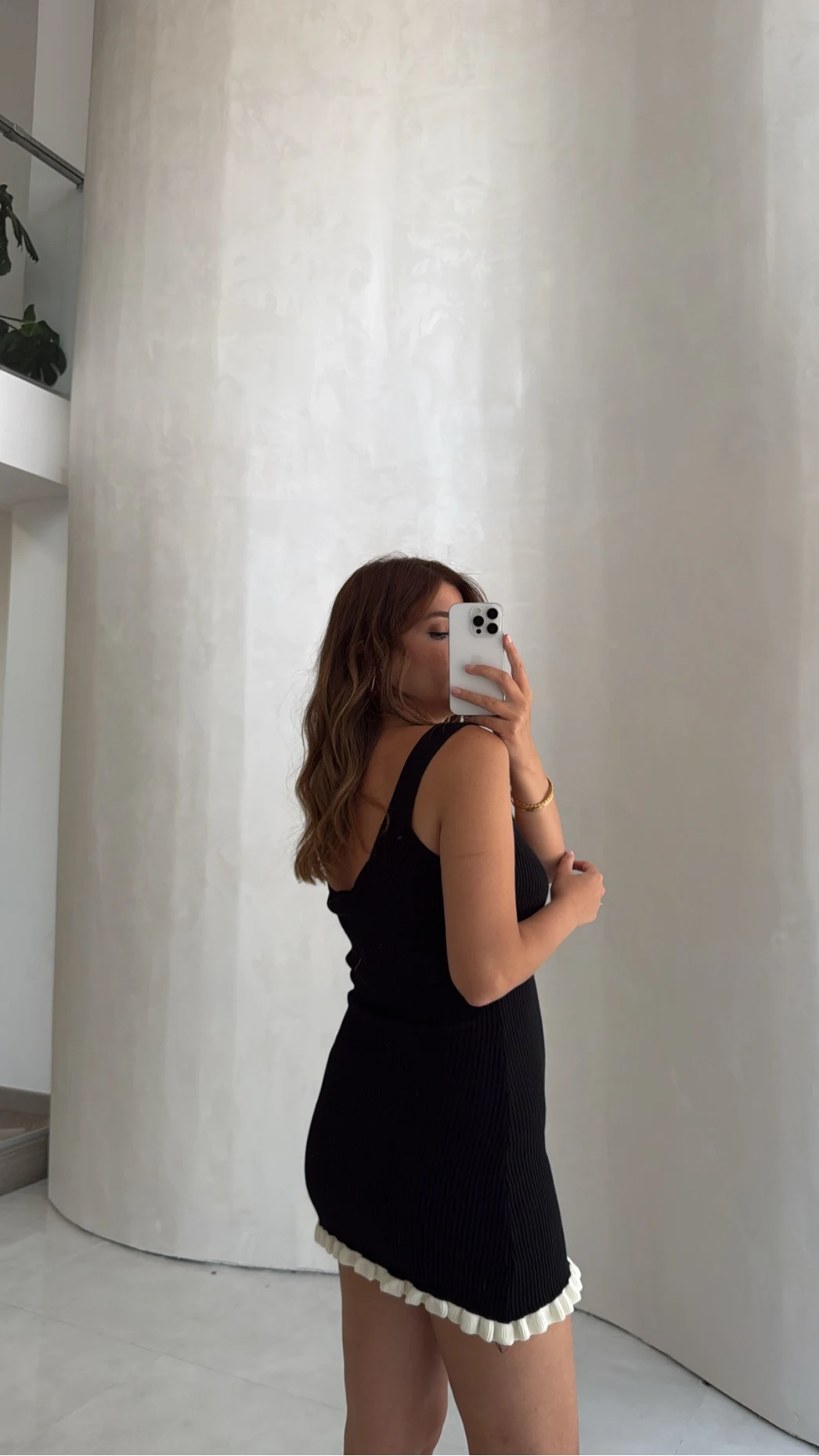 Askılı Mini Triko Elbise - Siyah