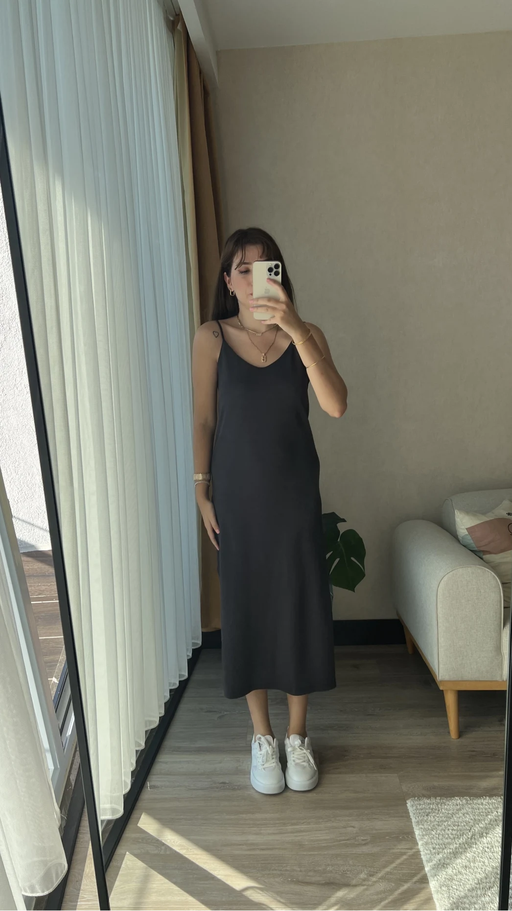 Askılı Modal Elbise Antrasit