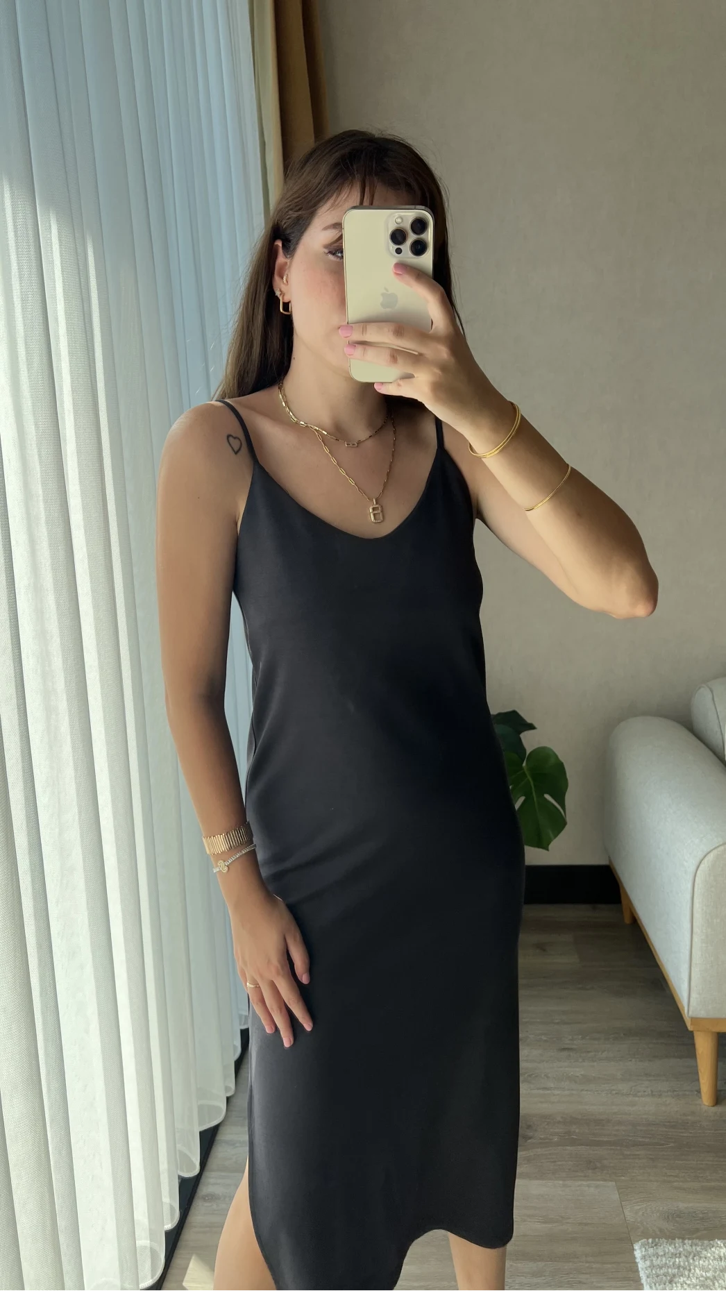 Askılı Modal Elbise Antrasit