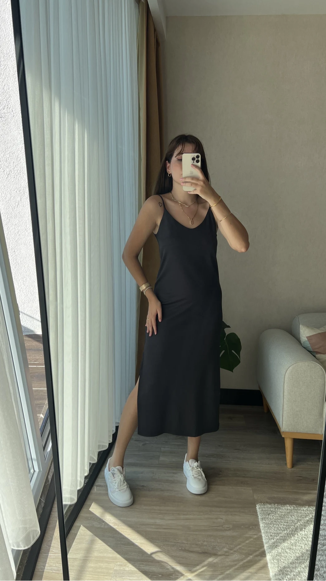 Askılı Modal Elbise Antrasit