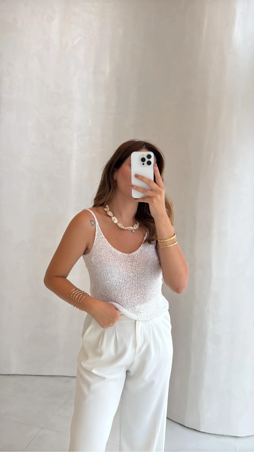 Askılı Pullu Bluz - Ekru - Kod: 2778