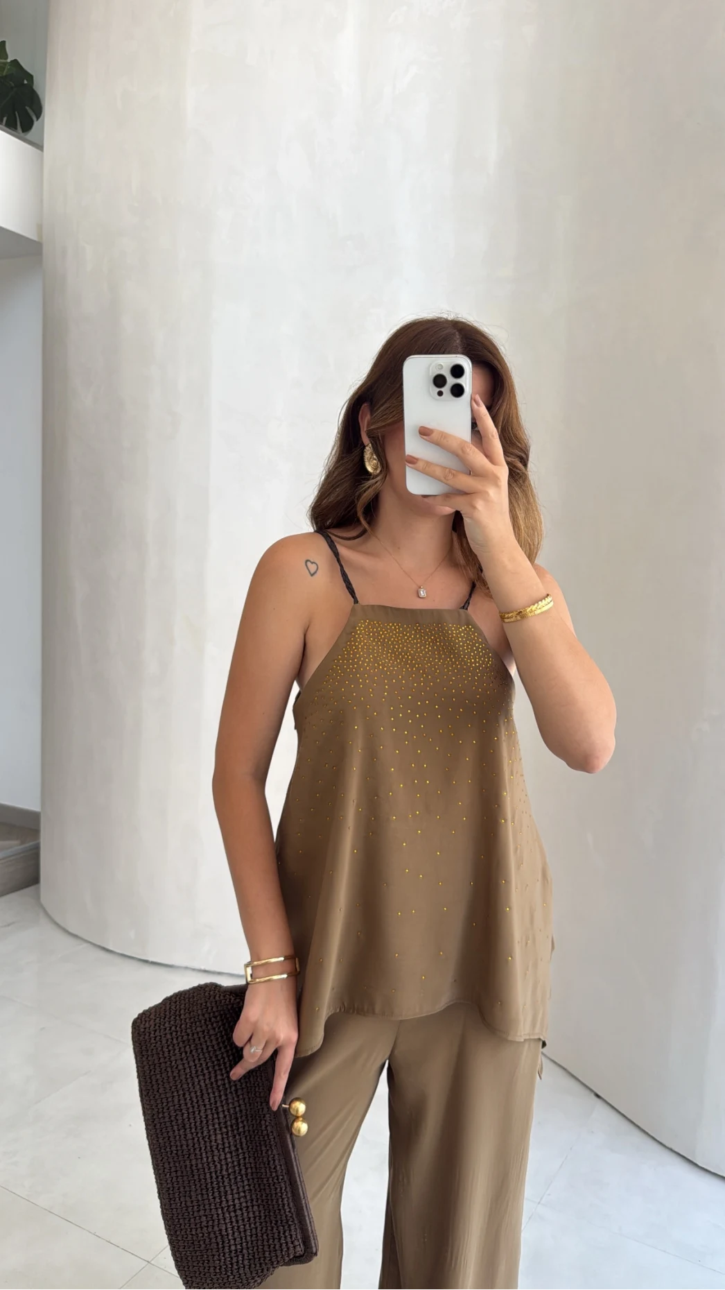 Askılı Taşlı Tulum - Haki - Kod: 3464