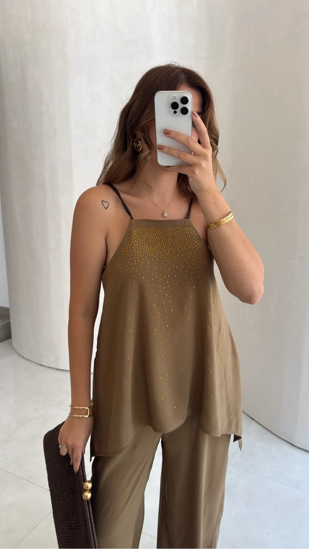 Askılı Taşlı Tulum - Haki - Kod: 3464