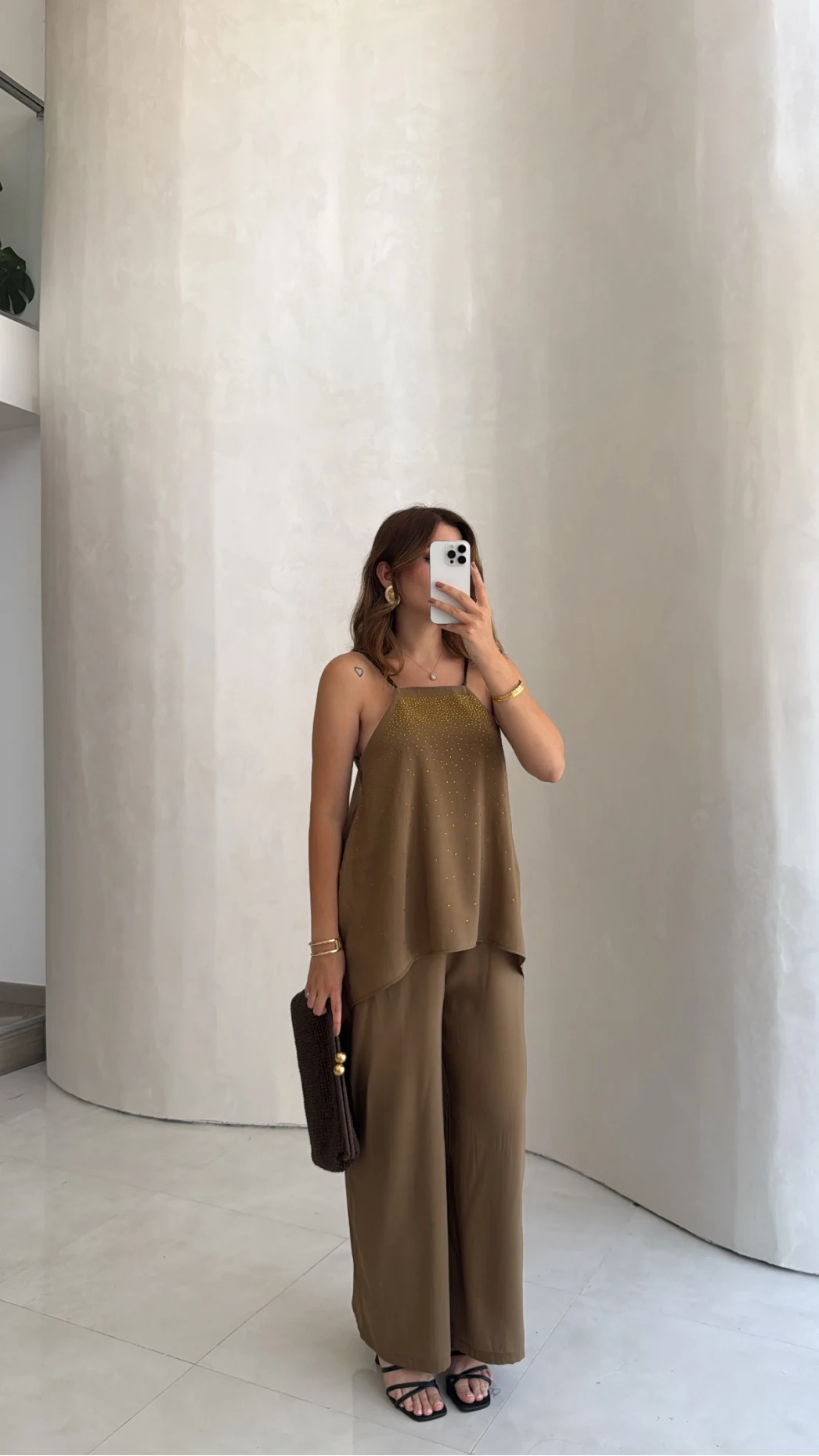 Askılı Taşlı Tulum - Haki - Kod: 3464