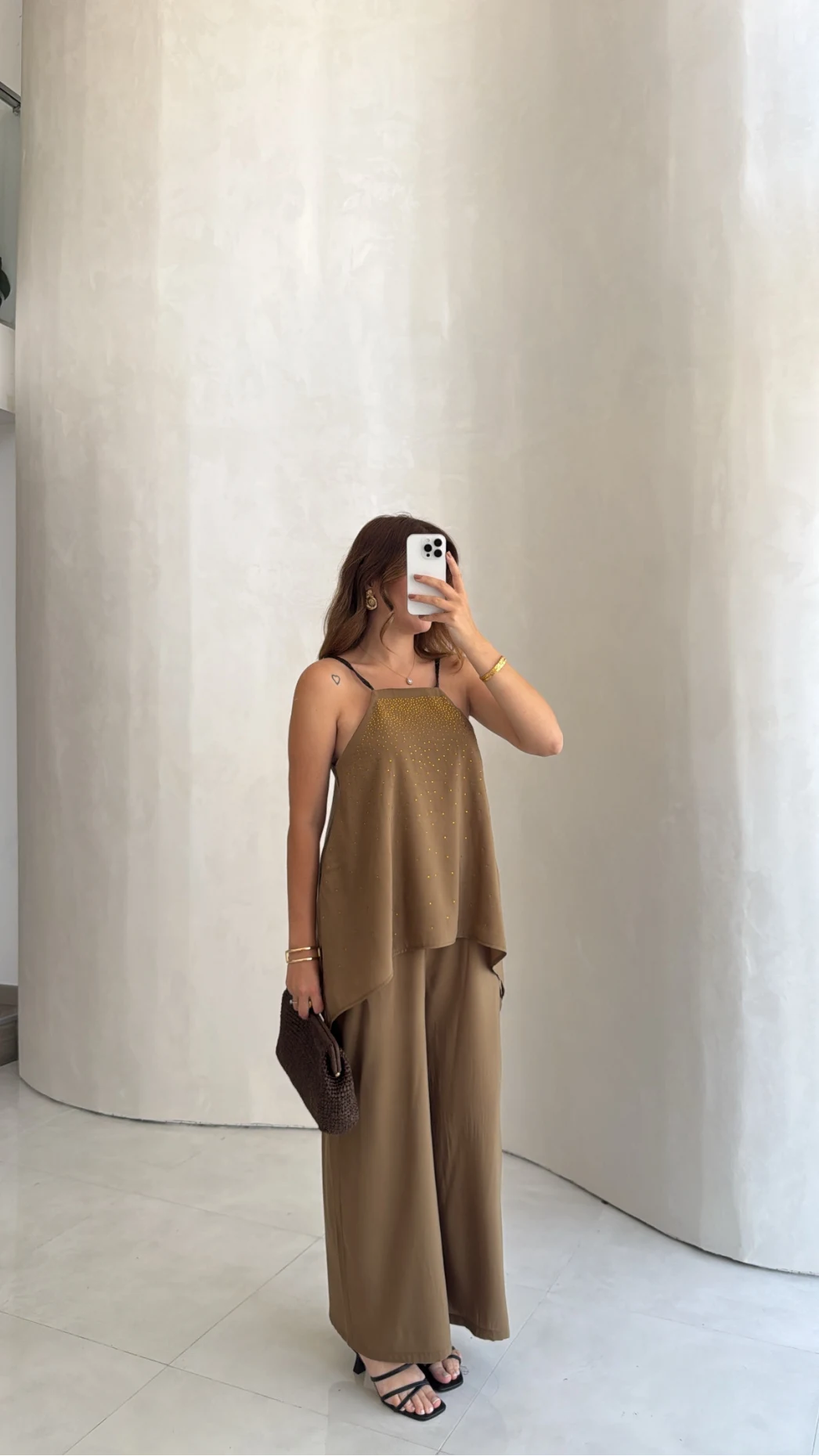 Askılı Taşlı Tulum - Haki - Kod: 3464