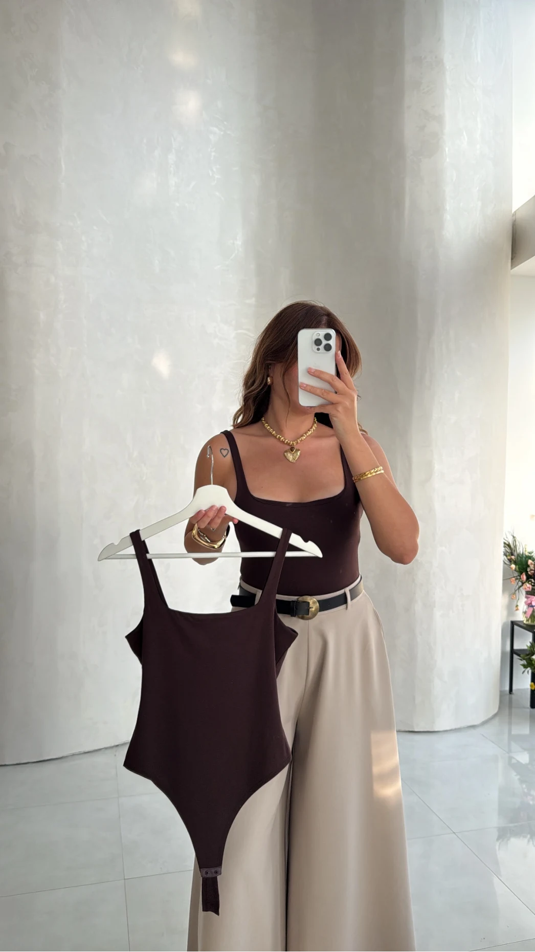 Askılı Zıbın Bodysuıt - Kahve - Kod: 071822