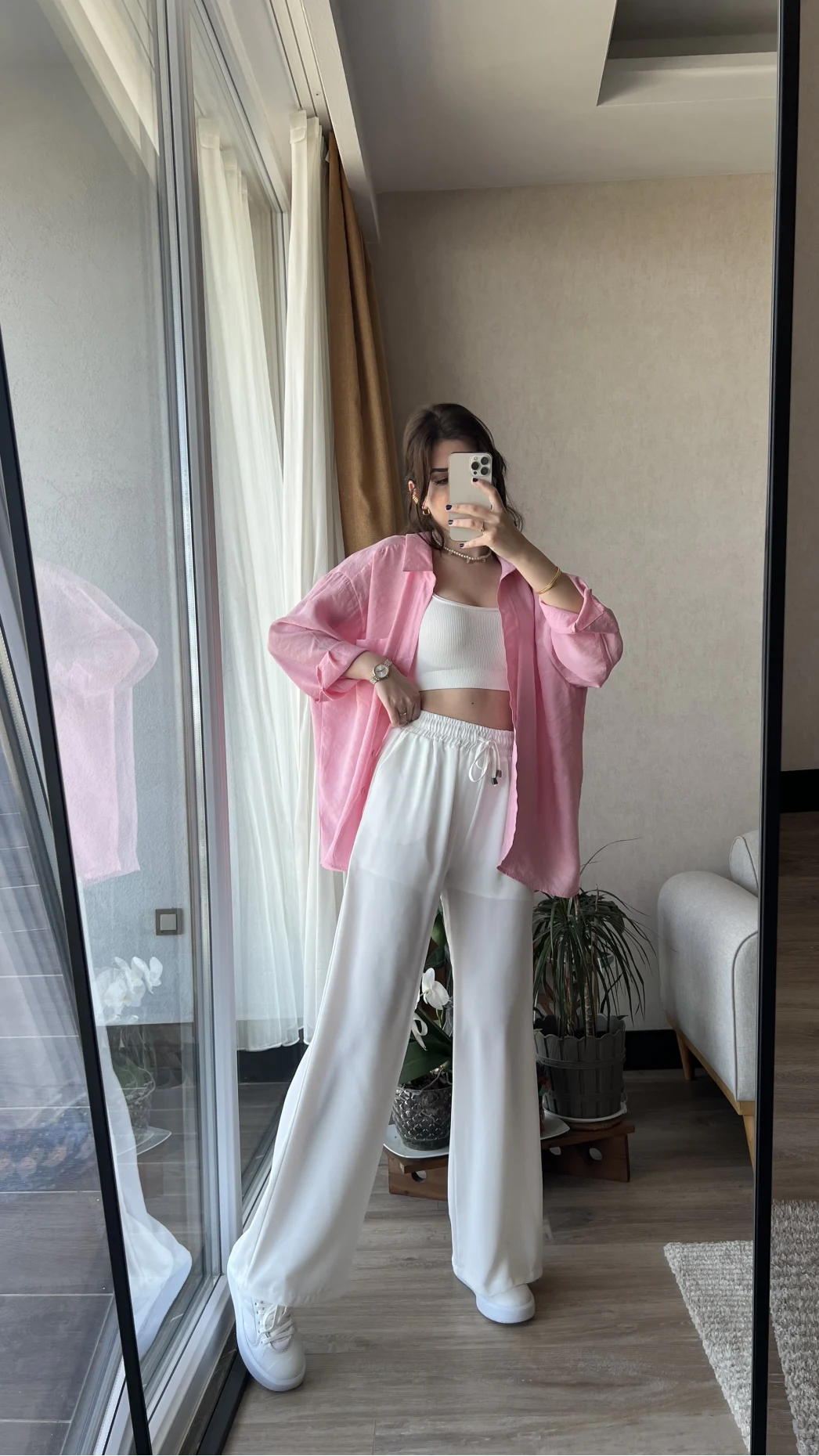 ASTARLI Beyaz Tensel Pantolon