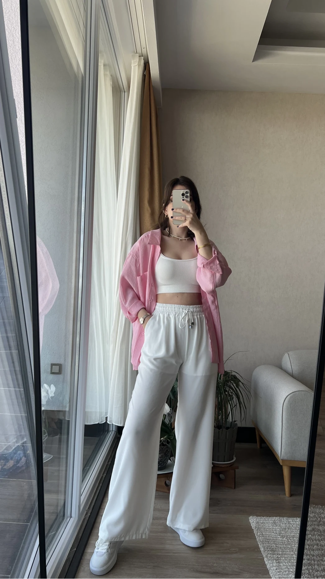 ASTARLI Beyaz Tensel Pantolon