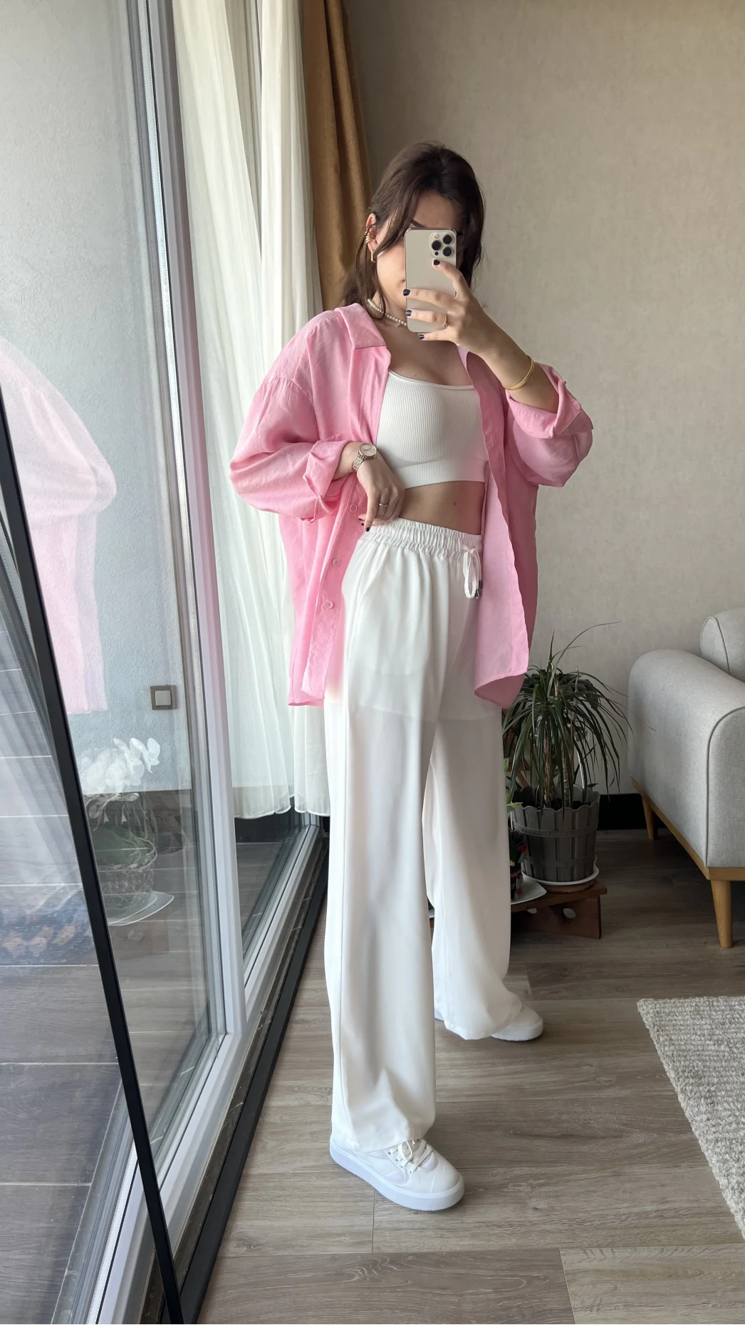 ASTARLI Beyaz Tensel Pantolon