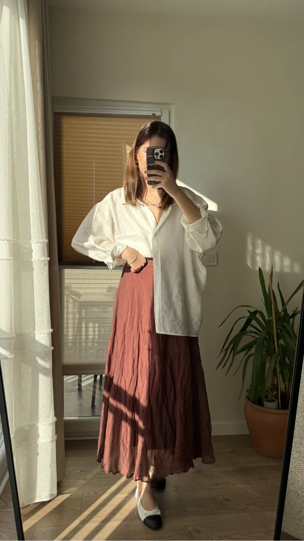 Astarlı Tarçın Kloş Kırışık Etek