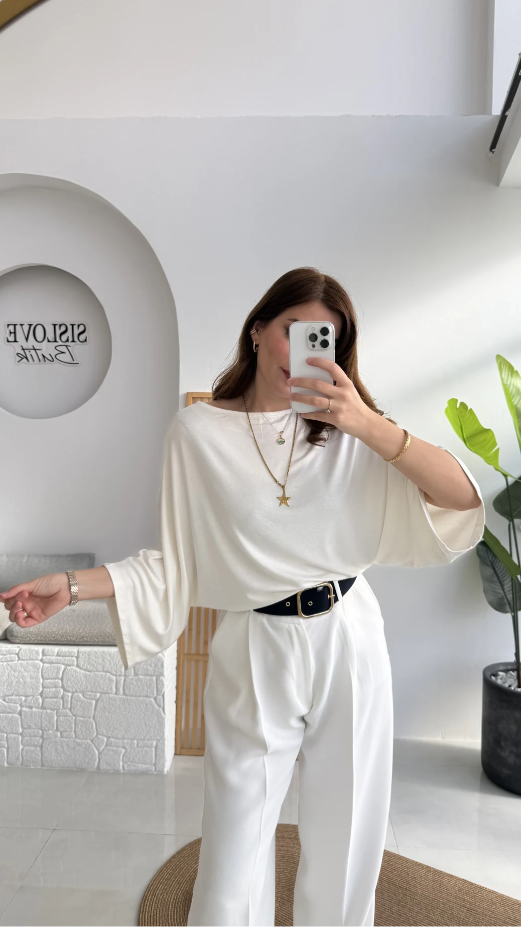 Athena Modal Yarasa Kol Kayık Yaka Bluz - Ekru