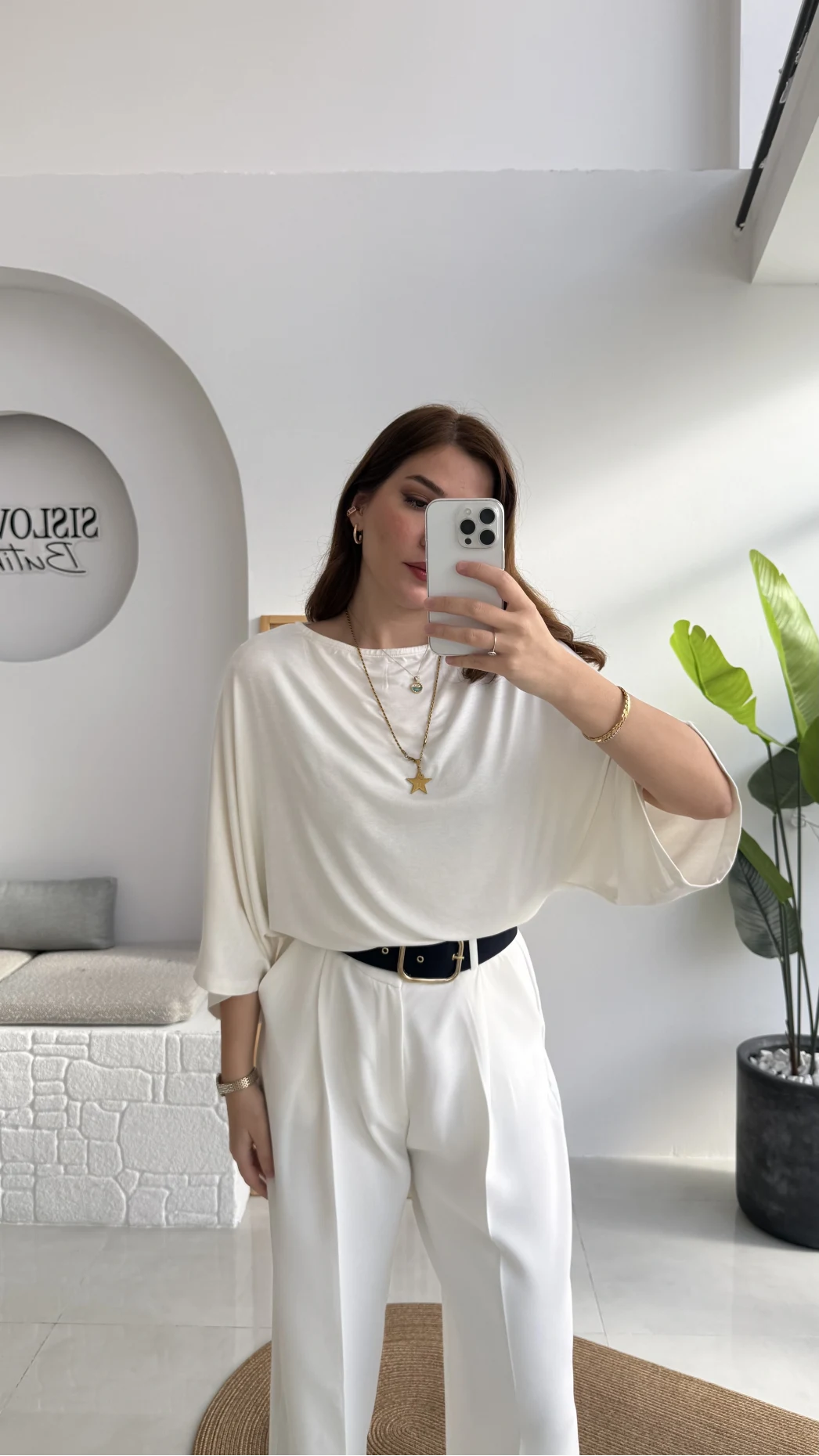 Athena Modal Yarasa Kol Kayık Yaka Bluz - Ekru