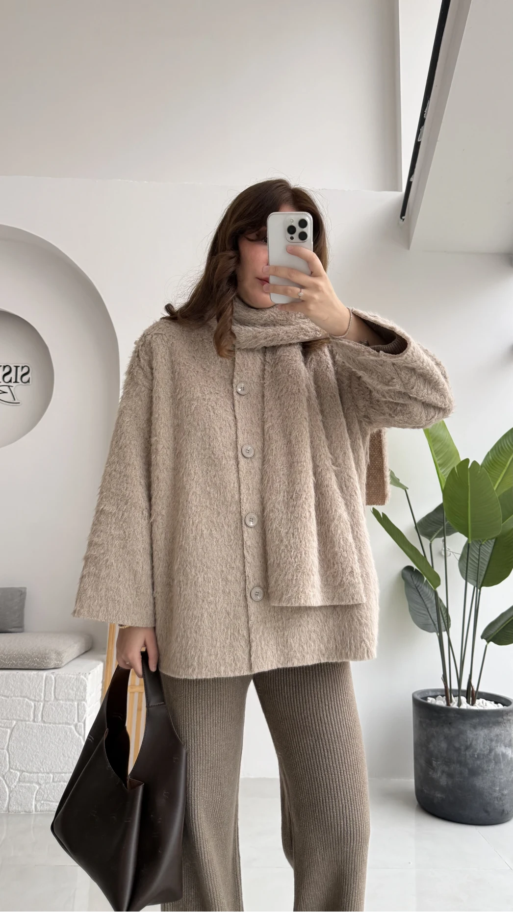 Atkılı Tüylü Ceket - Bej - Kod: 52603