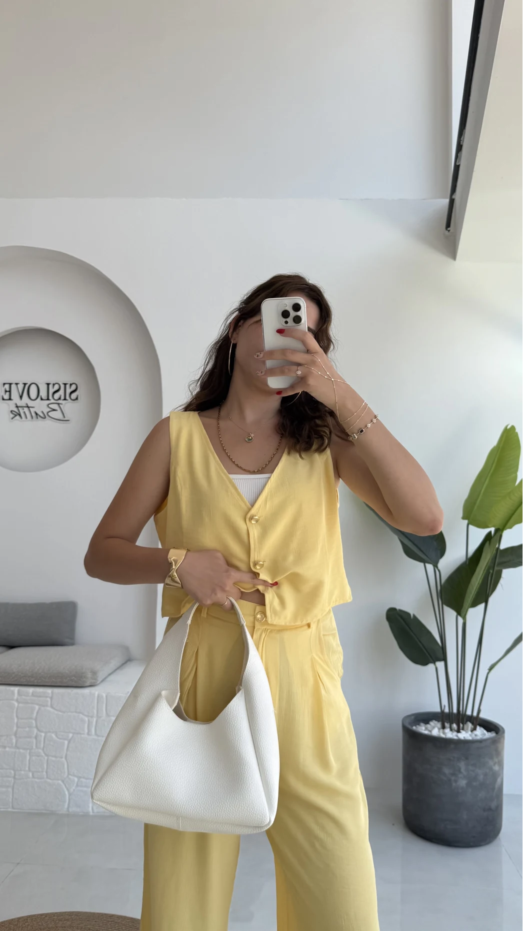 Aurora Gold Düğmeli Yelek Pantolon Takım - Sarı - 8009