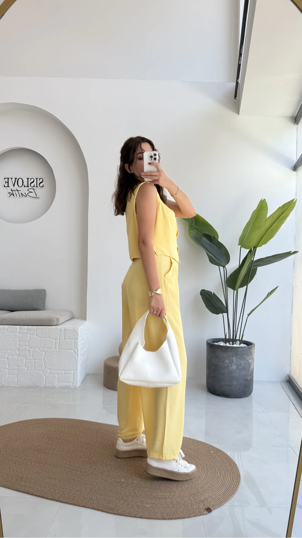 Aurora Gold Düğmeli Yelek Pantolon Takım - Sarı - 8009