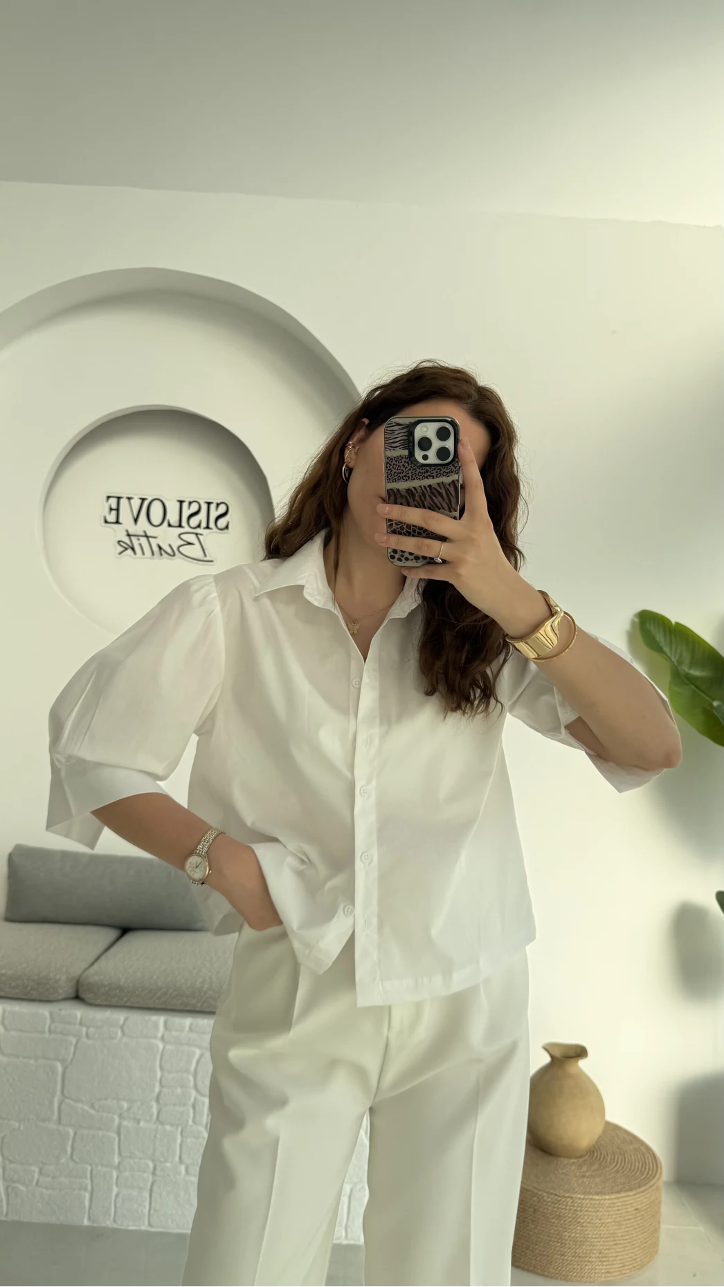 Ays Balon Kol Gömlek - Beyaz