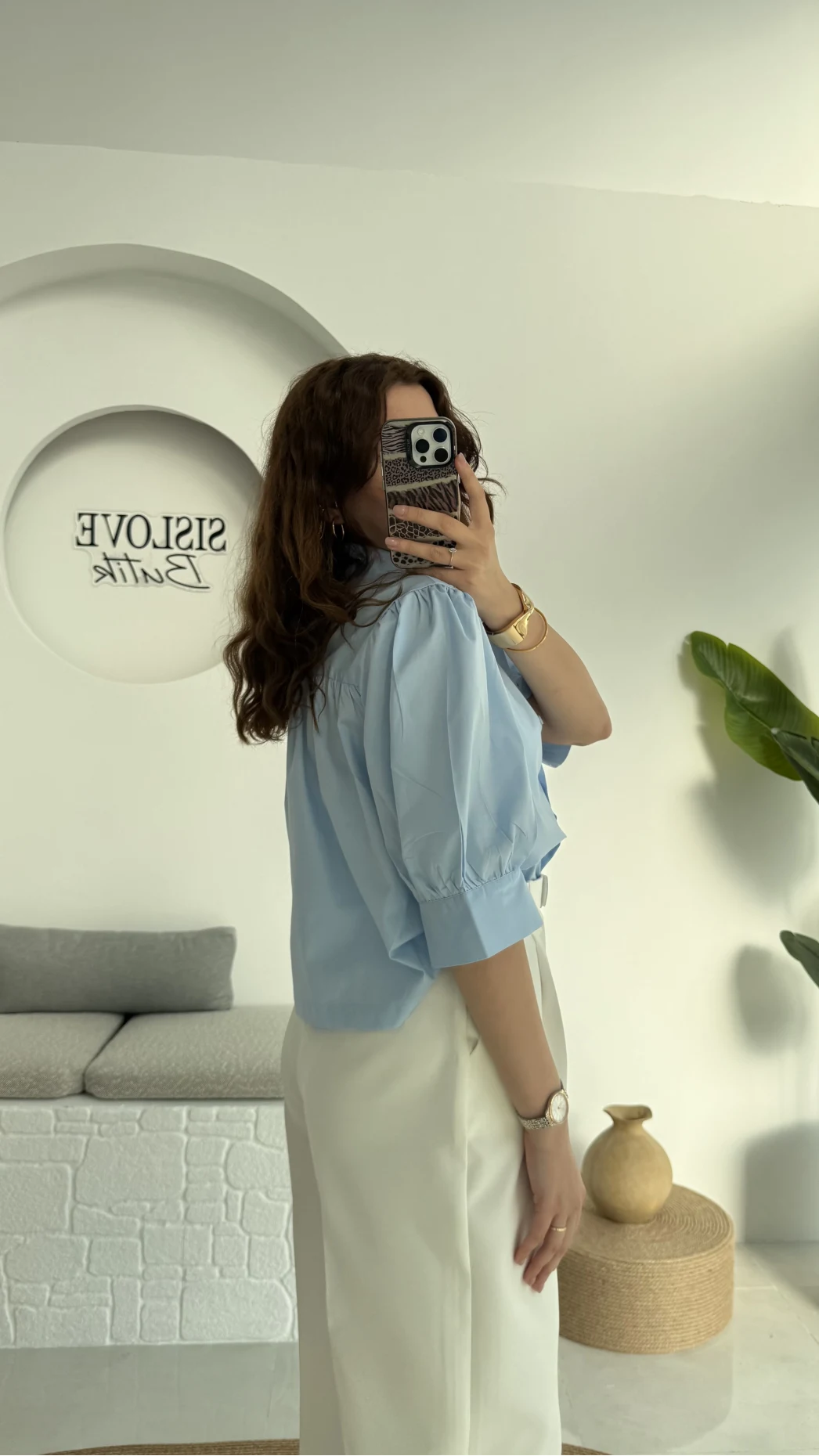 Ays Balon Kol Gömlek - Mavi