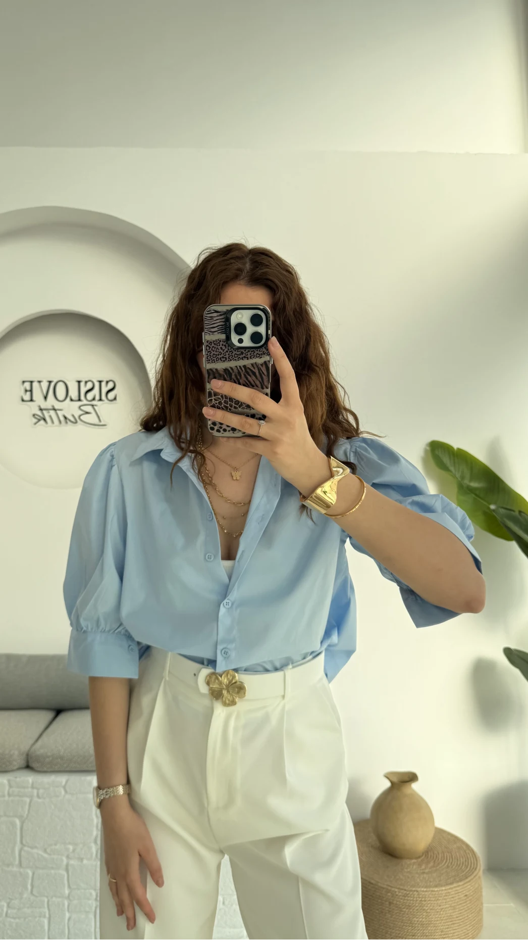 Ays Balon Kol Gömlek - Mavi