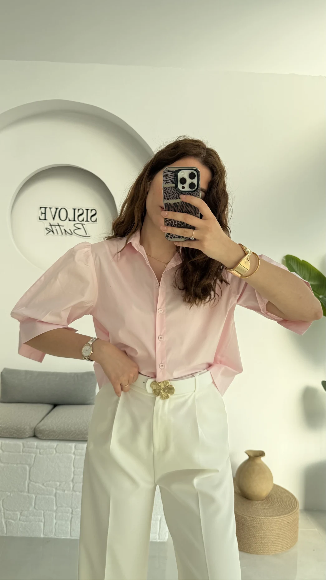 Ays Balon Kol Gömlek - Pembe