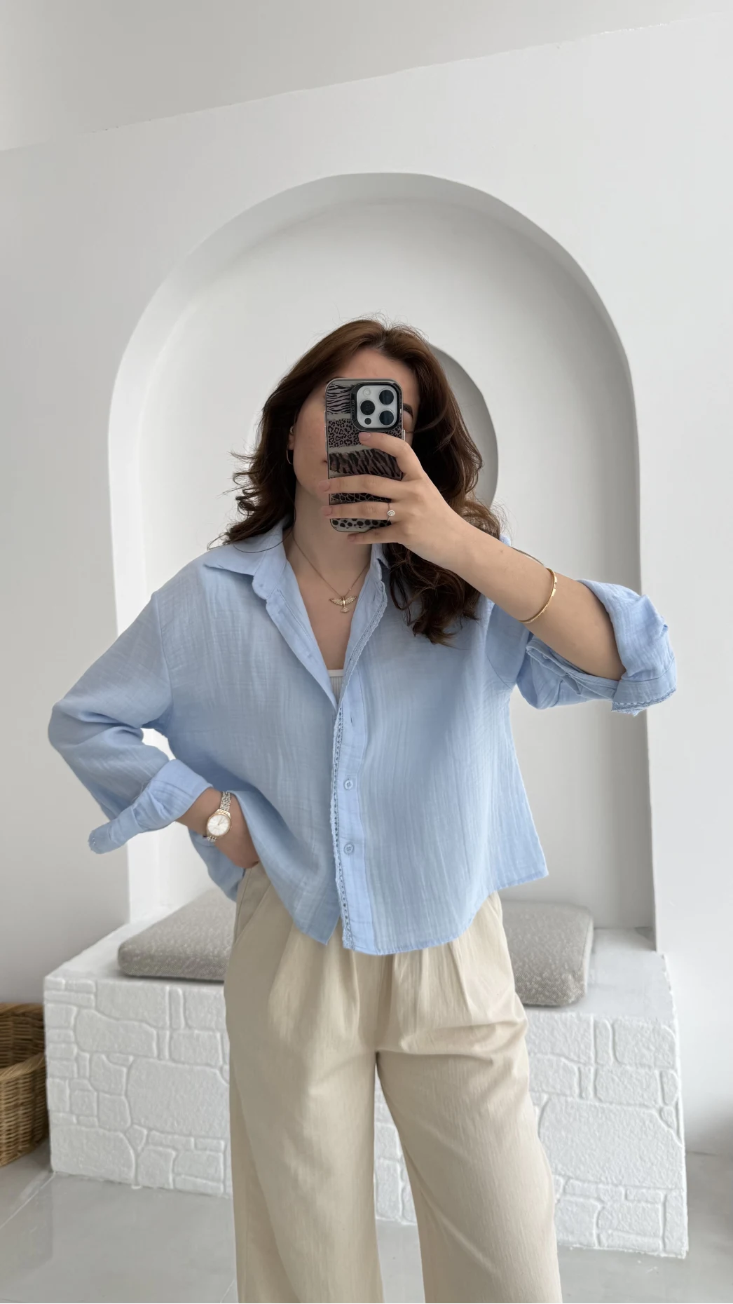 Babe Müslin Gömlek Bebe Mavisi - 2065