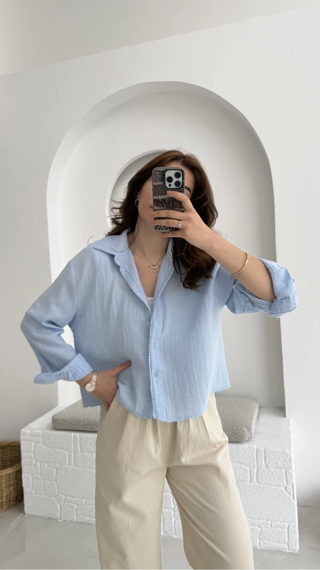 Babe Müslin Gömlek Bebe Mavisi - 2065