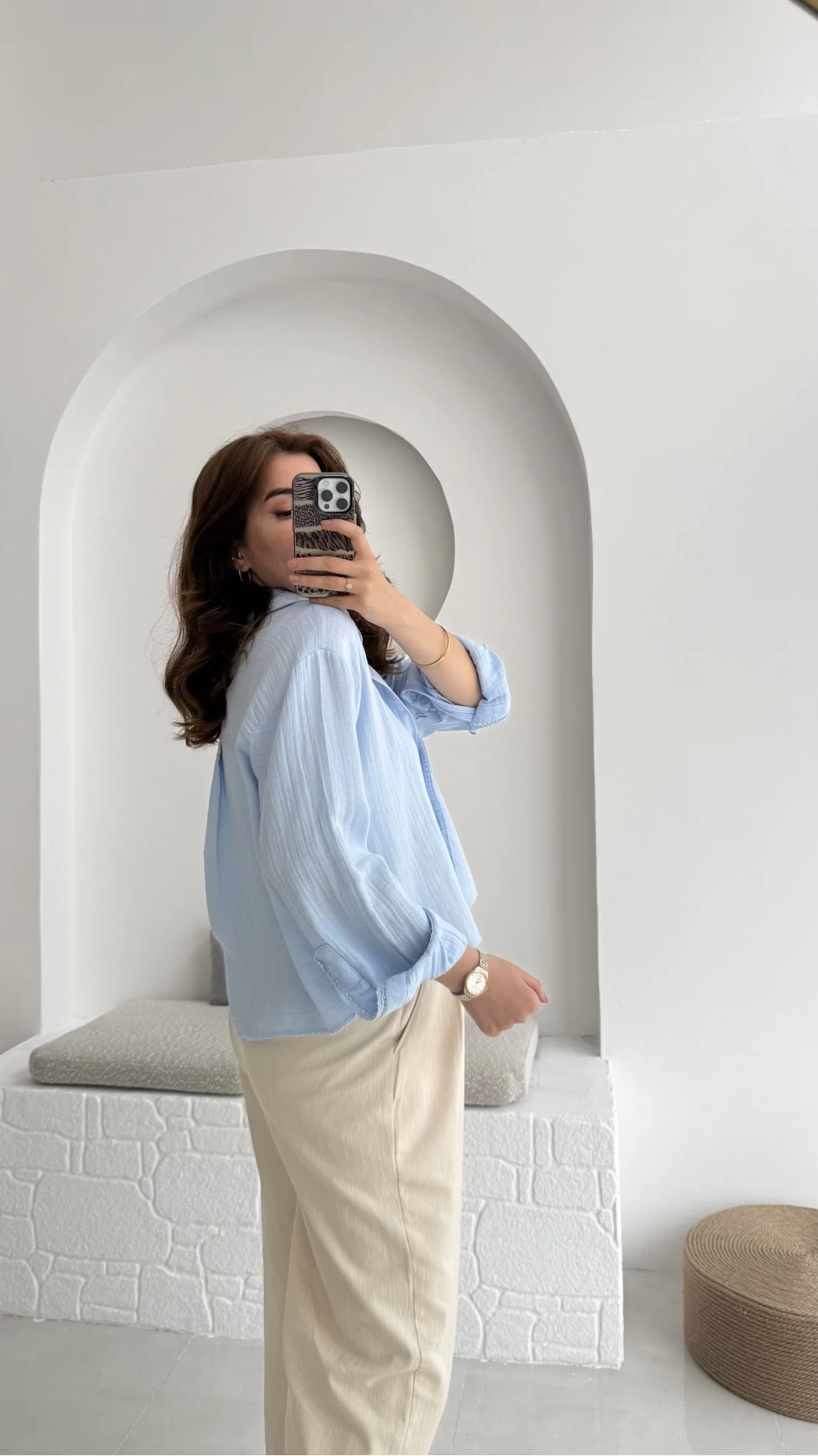 Babe Müslin Gömlek Bebe Mavisi - 2065