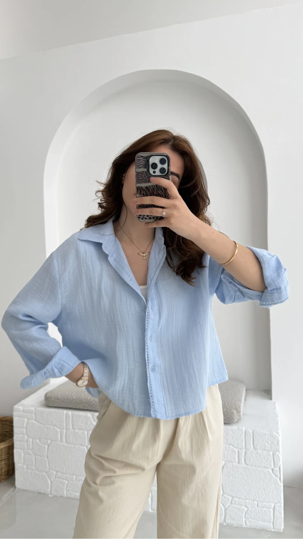 Babe Müslin Gömlek Bebe Mavisi - 2065