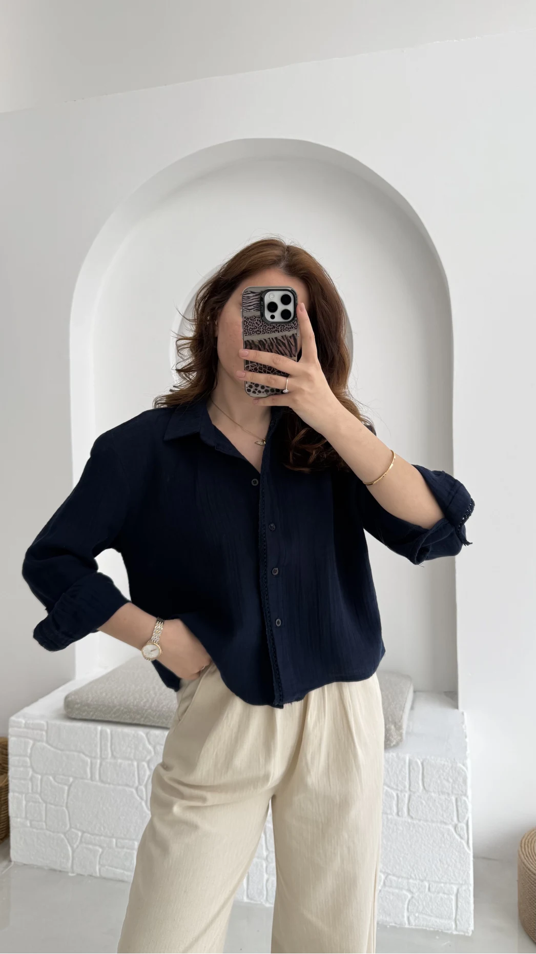 Babe Müslin Gömlek Lacivert - 2065