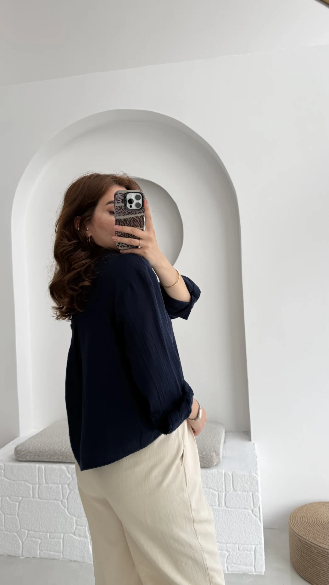 Babe Müslin Gömlek Lacivert - 2065