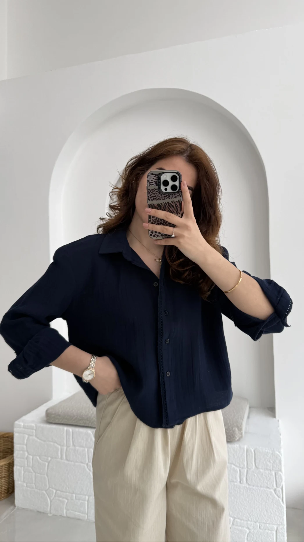 Babe Müslin Gömlek Lacivert - 2065