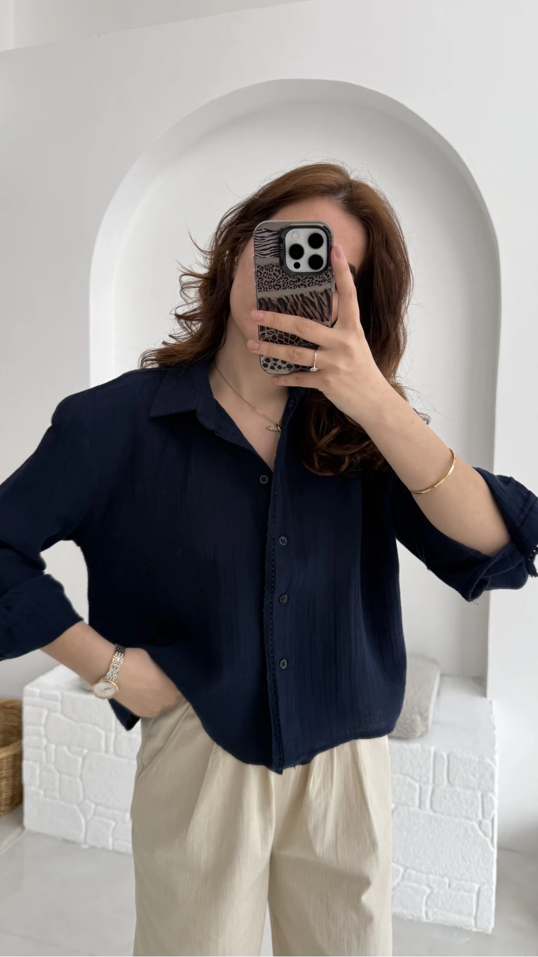 Babe Müslin Gömlek Lacivert - 2065