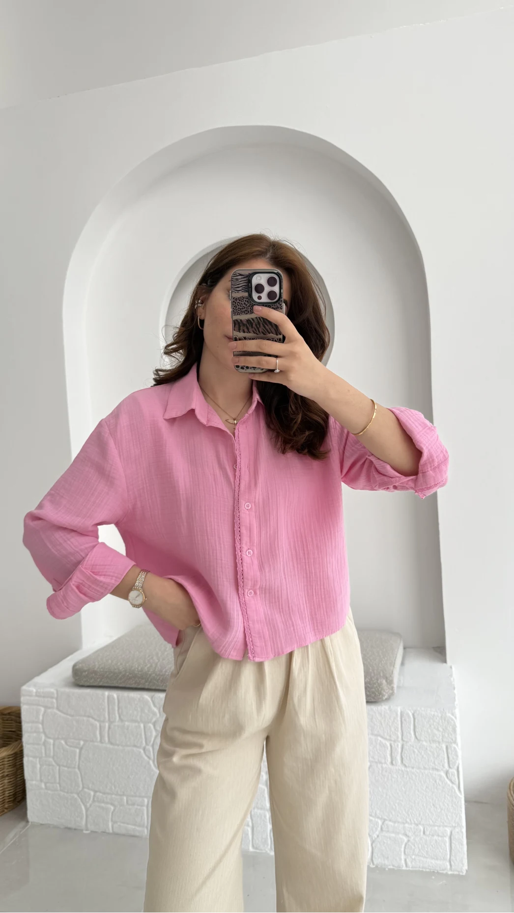 Babe Müslin Gömlek Pembe - 2065