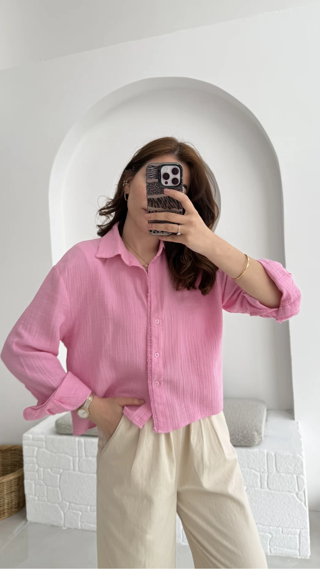 Babe Müslin Gömlek Pembe - 2065