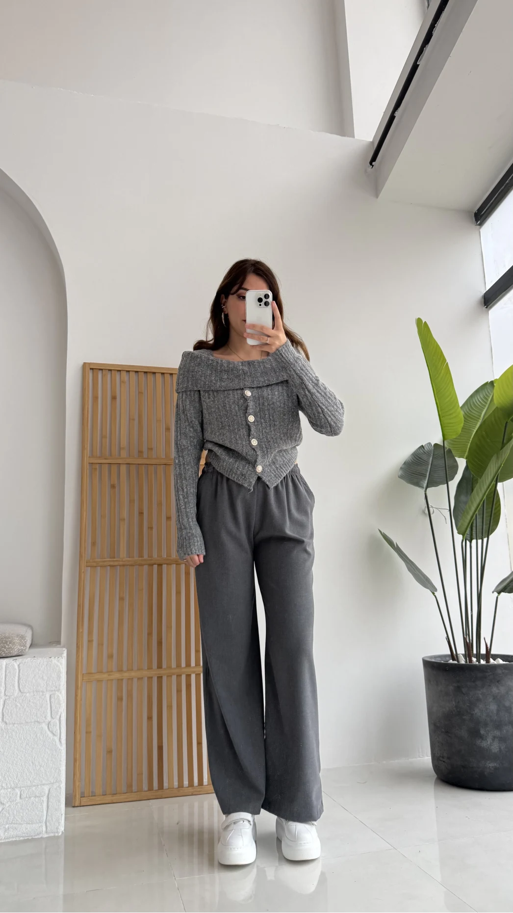 Bağcıklı Beli Lastikli Pantolon Antrasit Kod: 4031