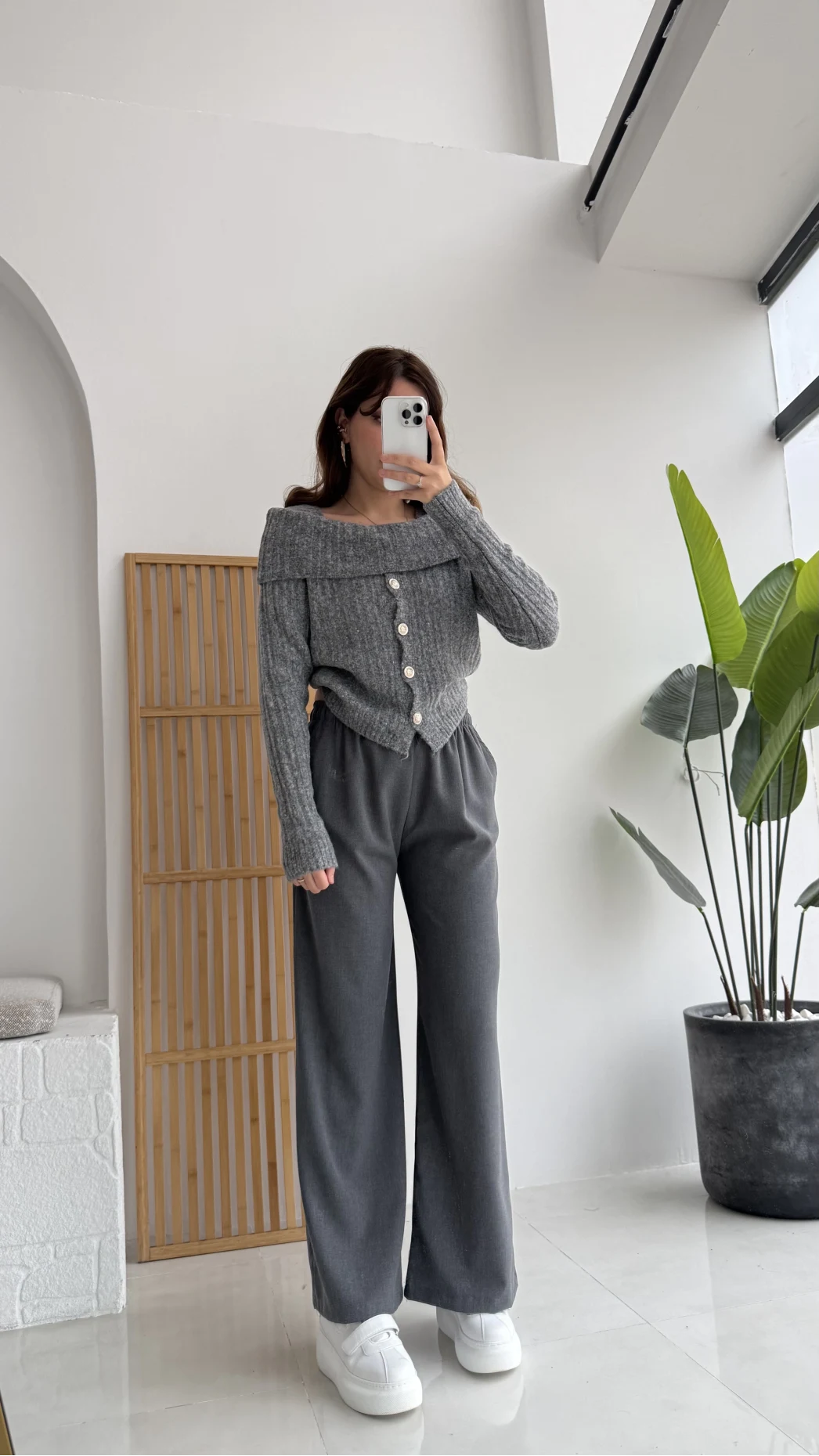 Bağcıklı Beli Lastikli Pantolon Antrasit Kod: 4031