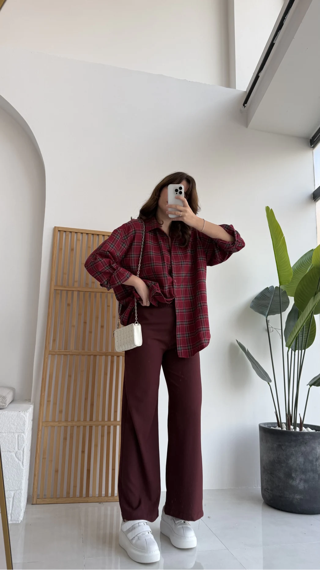 Bağcıklı Beli Lastikli Pantolon Bordo Kod: 4031