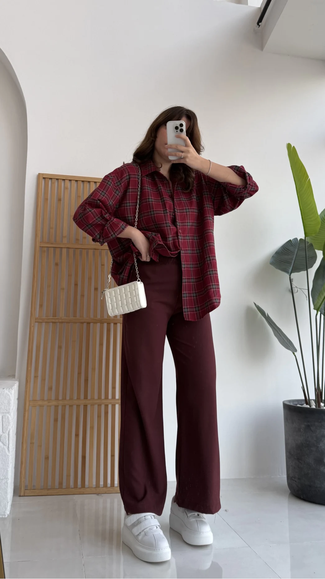 Bağcıklı Beli Lastikli Pantolon Bordo Kod: 4031