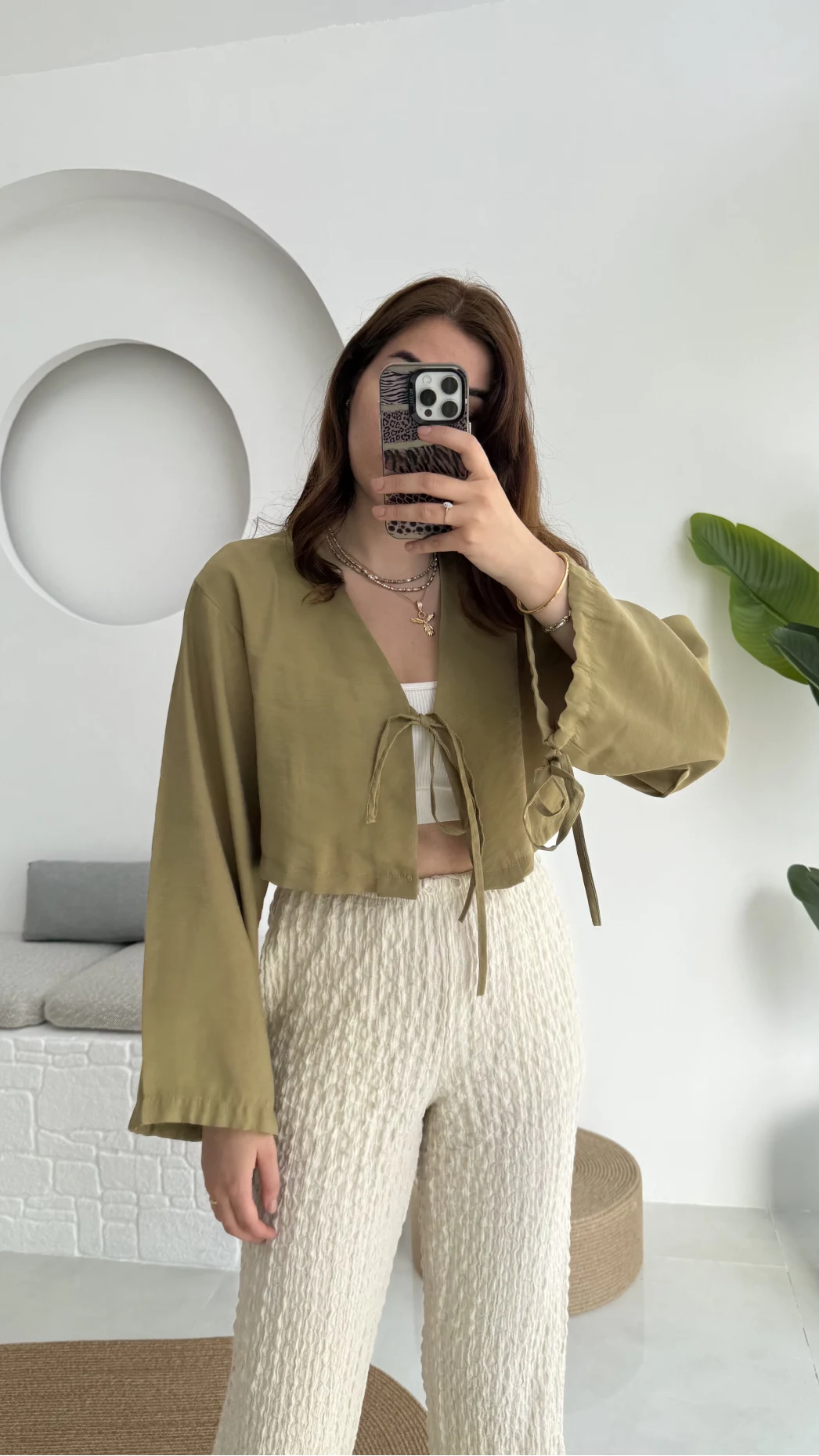 Bağlamalı Tensel Modal Karışımlı Bluz Grand 5276 Çağla Yeşili