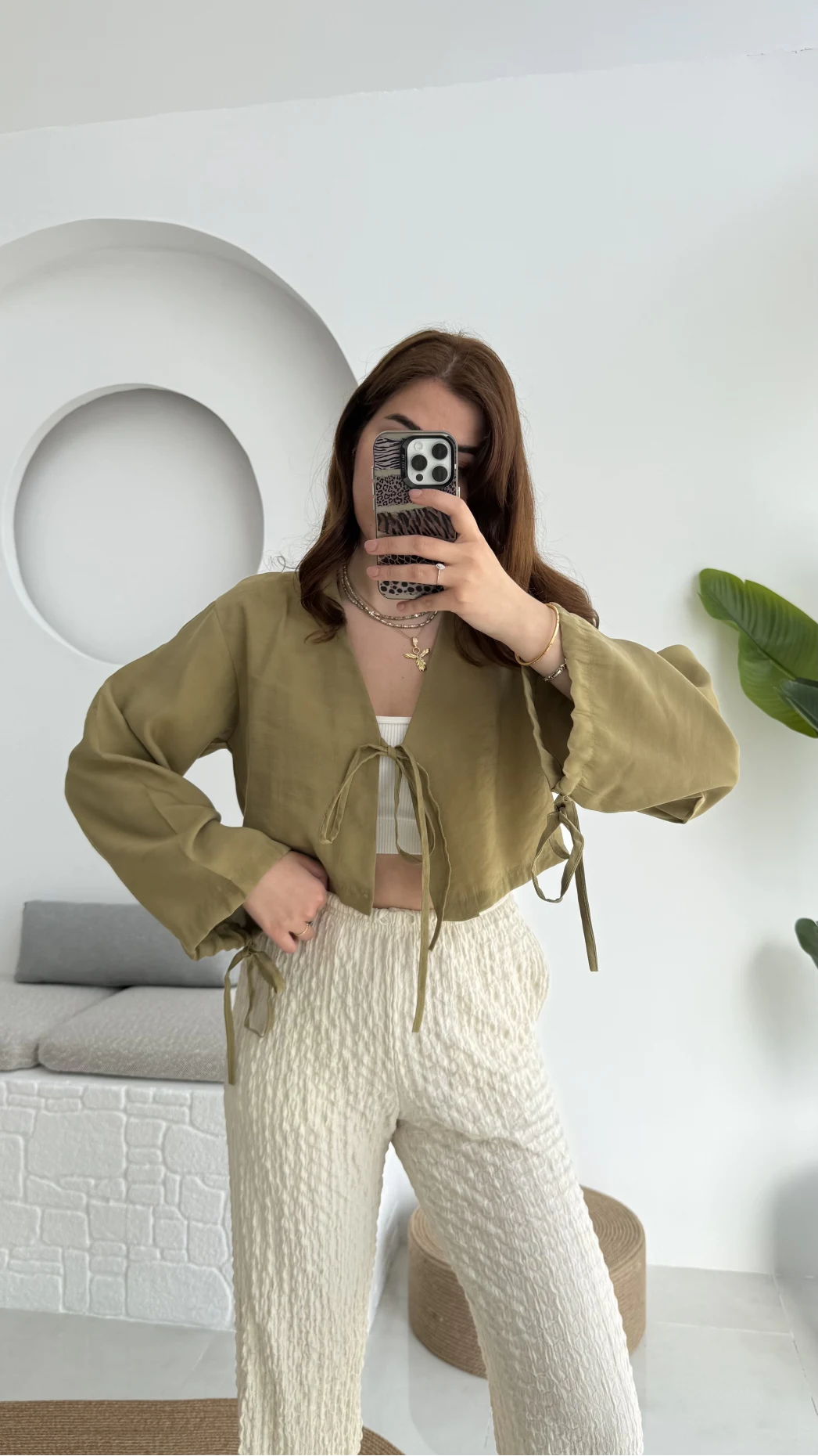 Bağlamalı Tensel Modal Karışımlı Bluz Grand 5276 Çağla Yeşili