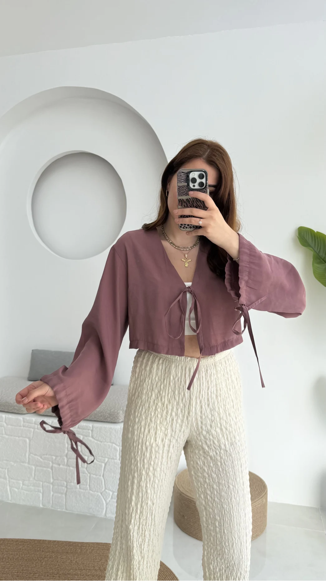 Bağlamalı Tensel Modal Karışımlı Bluz Grand 5276 Gül Kurusu