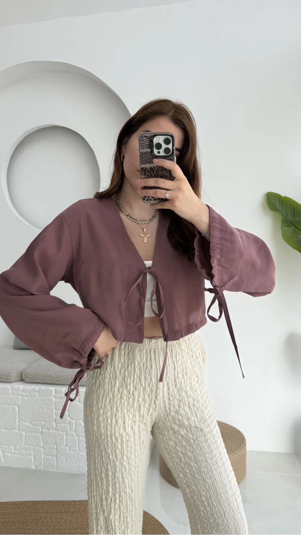 Bağlamalı Tensel Modal Karışımlı Bluz Grand 5276 Gül Kurusu