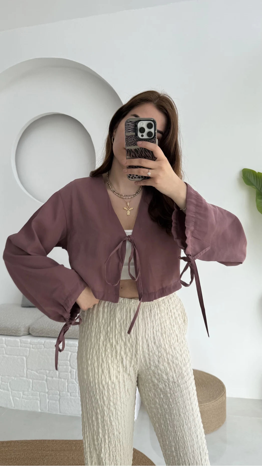 Bağlamalı Tensel Modal Karışımlı Bluz Grand 5276 Gül Kurusu