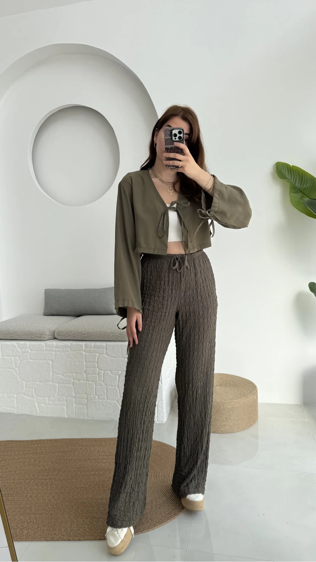 Bağlamalı Tensel Modal Karışımlı Bluz Grand 5276 Haki