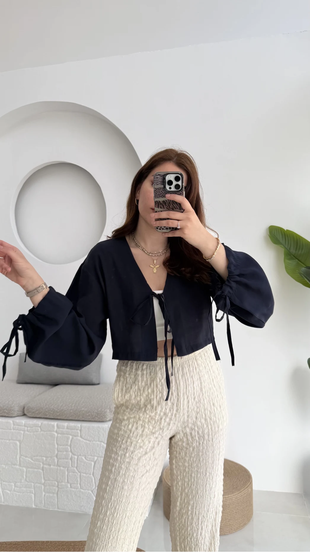 Bağlamalı Tensel Modal Karışımlı Bluz Grand 5276 Lacivert