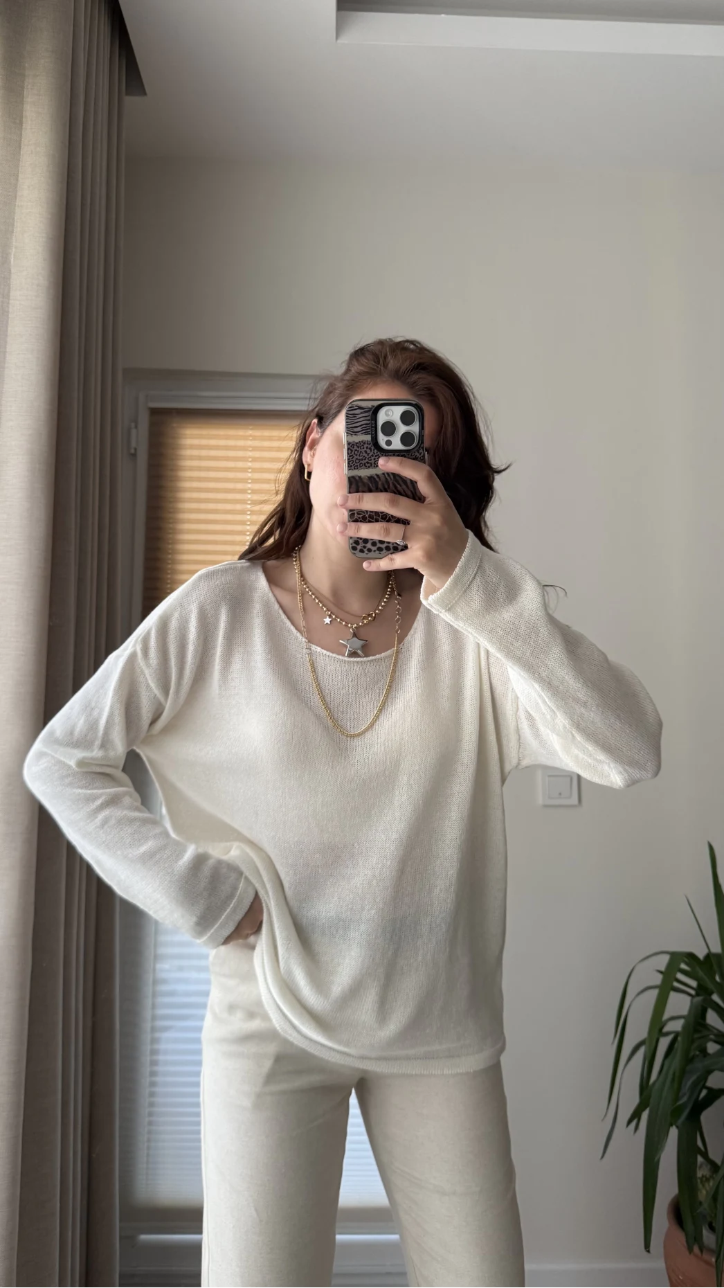 Bahama Triko Salaş Bluz - Ekru