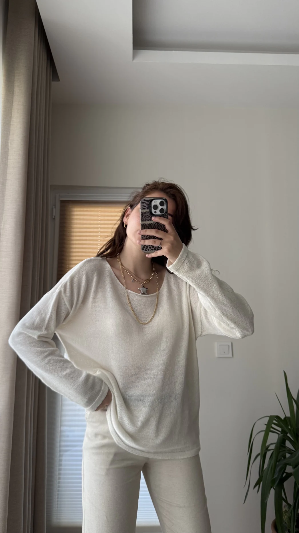 Bahama Triko Salaş Bluz - Ekru