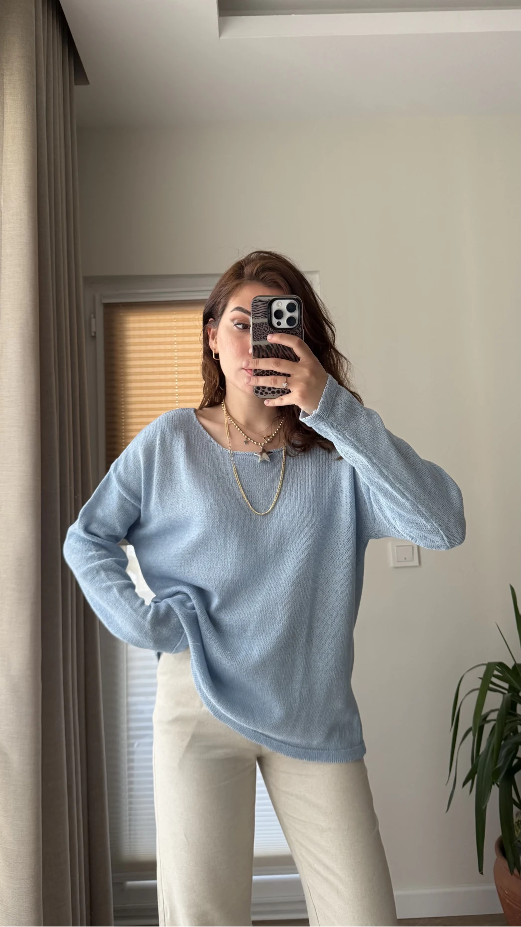 Bahama Triko Salaş Bluz - Mavi