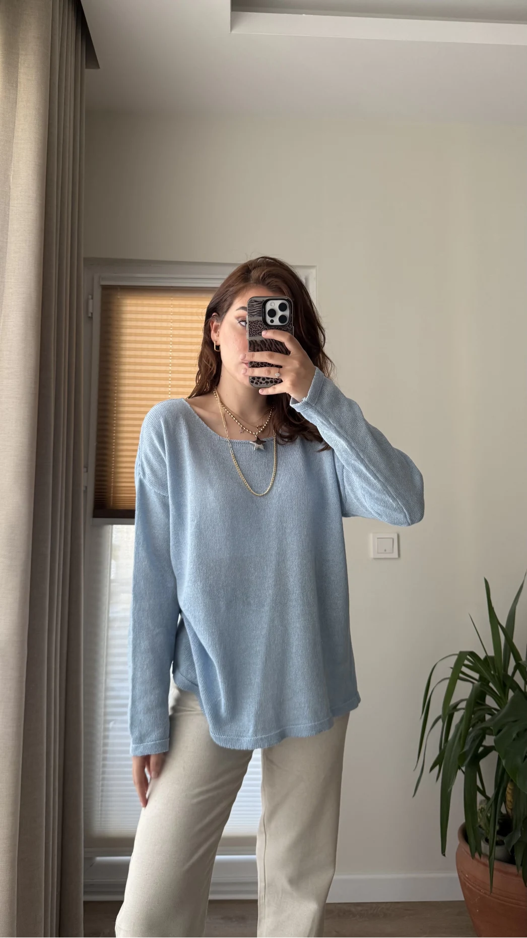 Bahama Triko Salaş Bluz - Mavi