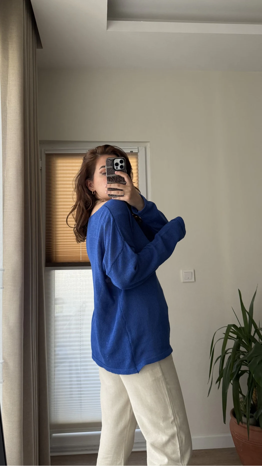 Bahama Triko Salaş Bluz - Saks Mavisi