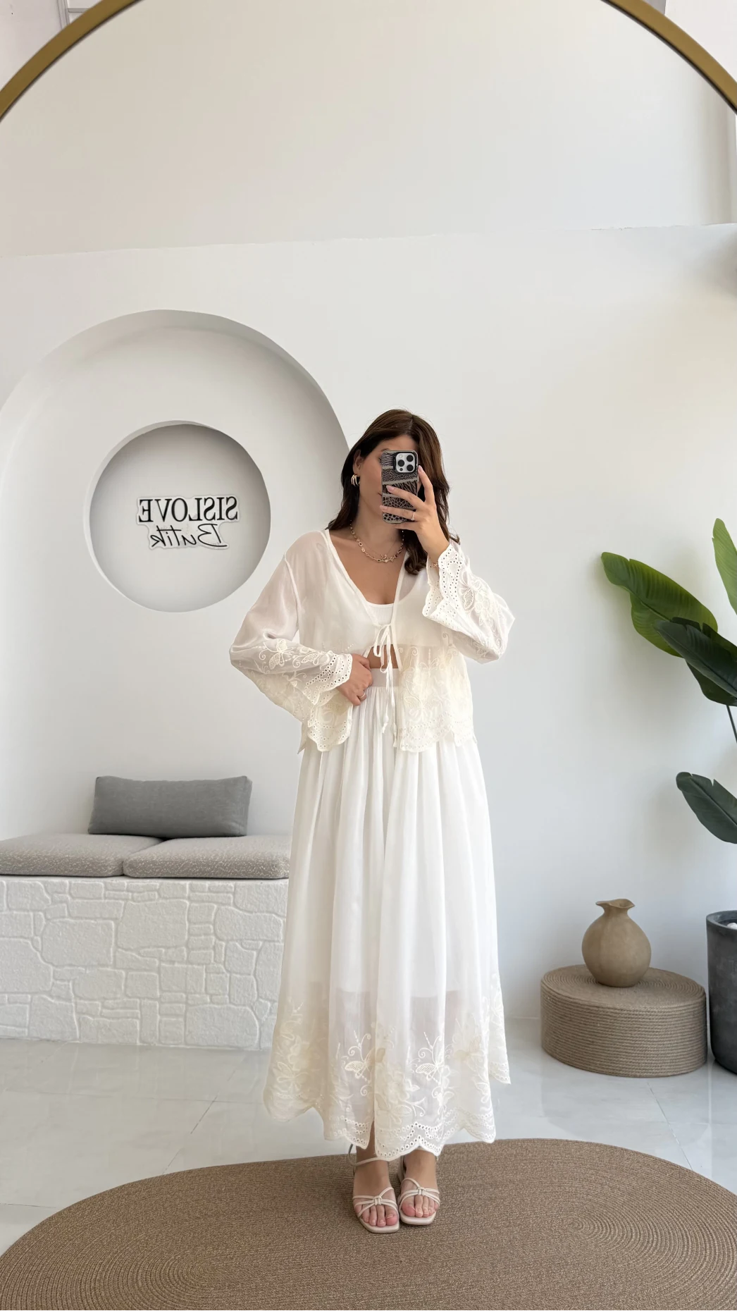 Bahar Çiçek İşlemeli Kimono Etek Takım - 8007